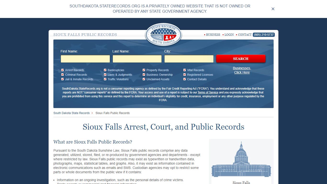 Sioux Falls Arrest, Court, and Public Records